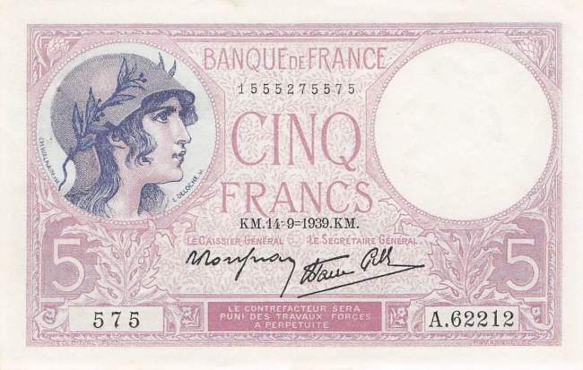 5 Francs 1939